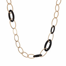Load image into Gallery viewer, Italian 18K Rose Gold Oval Wood Link Necklace
