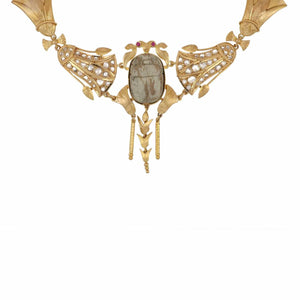 Mid-Century Egyptian Revival 18K Gold Scarab Necklace