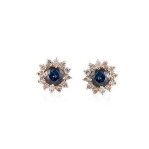 Sapphire and Diamond 14K Gold Stud Earrings