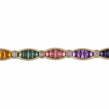 Load image into Gallery viewer, Vintage Multi-Gemstone and Diamond 14K Gold Line Bracelet
