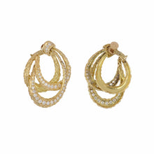 Load image into Gallery viewer, Mid-Century Textured Hoop Earrings with Diamonds
