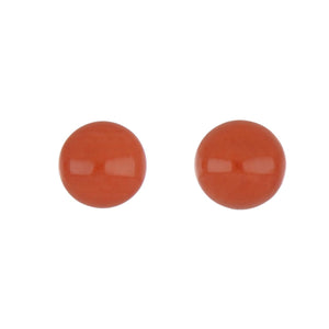 Mid-Century 14K Gold Coral Button Earrings
