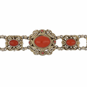 Art Deco 1930s Silver Gilt Coral Bracelet
