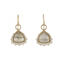 Load image into Gallery viewer, Estate 14K Gold Topaz and Labradorite Drop Earrings
