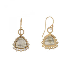 Load image into Gallery viewer, Estate 14K Gold Topaz and Labradorite Drop Earrings
