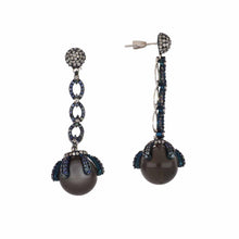 Load image into Gallery viewer, Estate Sterling Silver and 14K White Gold Moonstone Drop Earrings
