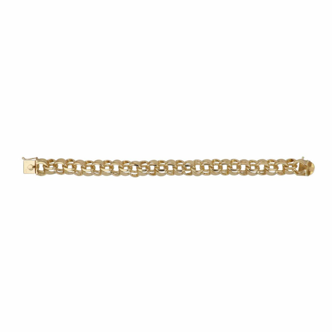 Vintage 1970s Double Curb Link 14K Gold Charm Bracelet