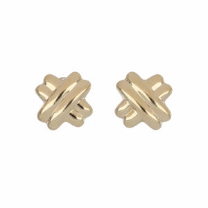 Vintage 1990s 14K Yellow Gold Crossover Earrings