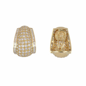 Vintage 1980s Diamond Bombé Style 18K Gold Earrings