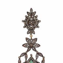 Load image into Gallery viewer, Estate Emerald and Diamond Sterling Silver Oversized Earrings
