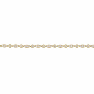 18K Gold Oval and Round Diamond Line Bracelet