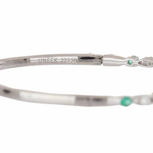 Load image into Gallery viewer, Emerald and Diamond 18K White Gold Bangle Bracelet
