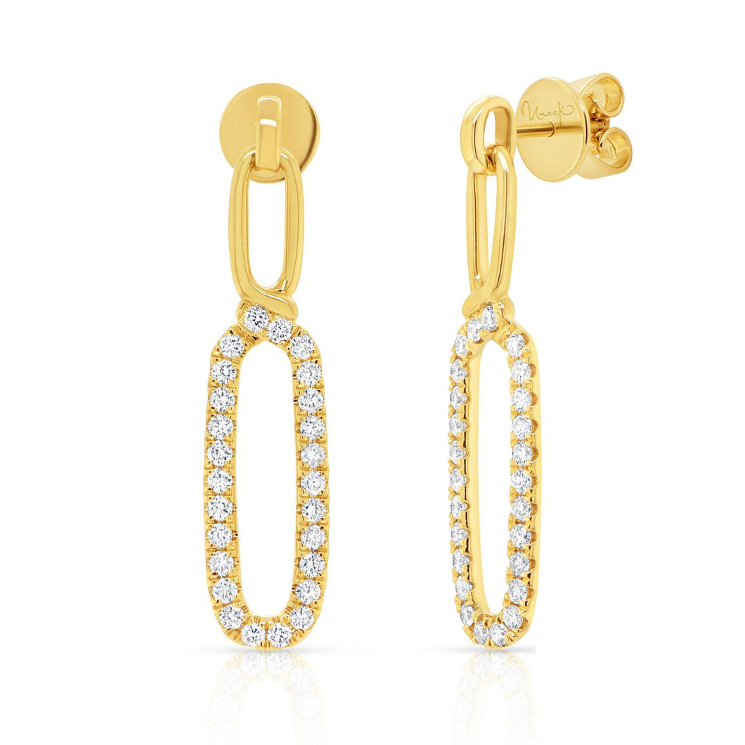 Double Oval 18K Gold Loop Earrings with Diamonds