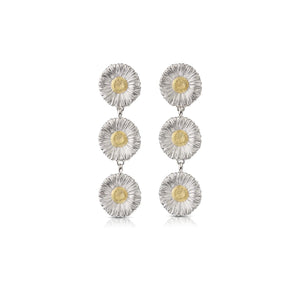 Buccellati Sterling Silver 'Blossom' Triple Drop Daisy Pendant Earrings