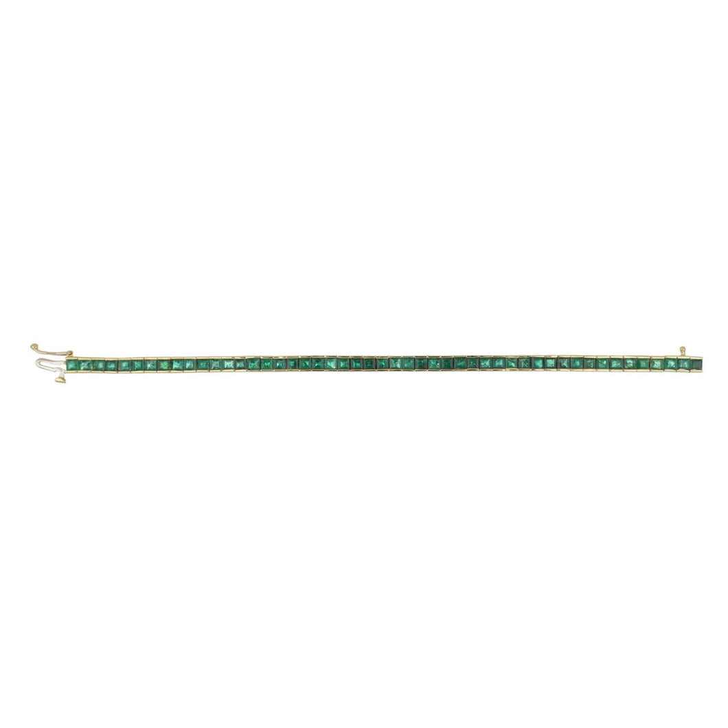 Vintage Emerald 18K Gold Line Bracelet