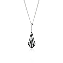 Load image into Gallery viewer, Black Enamel and Diamond 18K White Gold Pendant Necklace
