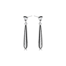 Load image into Gallery viewer, Diamond and Black Enamel 18K White Gold Drop Earrings
