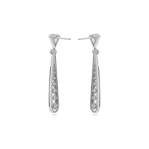 Diamond and Black Enamel 18K White Gold Drop Earrings
