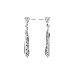 Diamond and Black Enamel 18K White Gold Drop Earrings