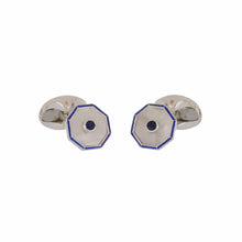 Load image into Gallery viewer, Deakin &amp; Francis Mother-of-Pearl and Sapphire Sterling Silver Cufflinks

