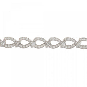Mid-Century Diamond Open Link Platinum Bracelet