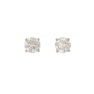 2.00 Carat Round Diamond Platinum Stud Earrings