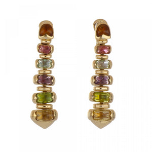 Estate 18K Gold Multi-Gemstone Drop Earrings