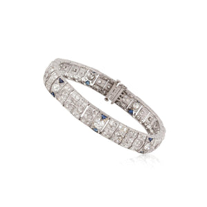Platinum Diamond and Sapphire Bracelet