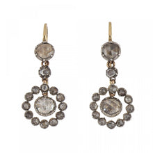 Load image into Gallery viewer, Victorian Sterling Silver and Gold Diamond Drop Earrings
