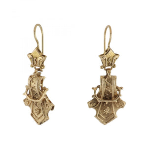 Mid-Century 14K Yellow Gold Drop Earrings