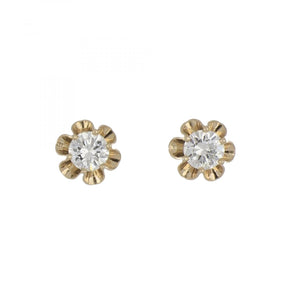1.01 Carat Total Round Diamond  Victorian Revival Stud Earrings