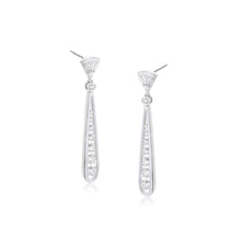 Load image into Gallery viewer, Diamond and White Enamel 18K White Gold Drop Earrings
