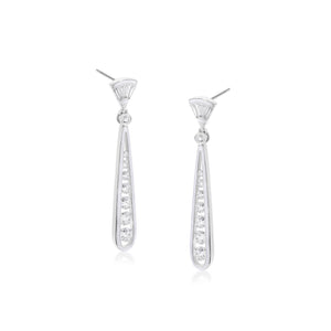 Diamond and White Enamel 18K White Gold Drop Earrings