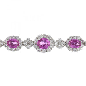 Estate Gregg Ruth 18K White Gold Pink Sapphire and Diamond Collar Necklace