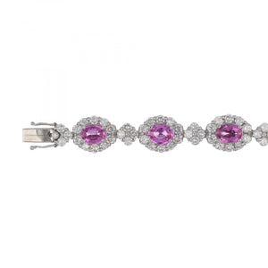 Estate Gregg Ruth 18K White Gold Pink Sapphire and Diamond Bracelet