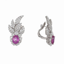 Load image into Gallery viewer, Estate Platinum Pink Sapphire &amp; Diamond Earrings
