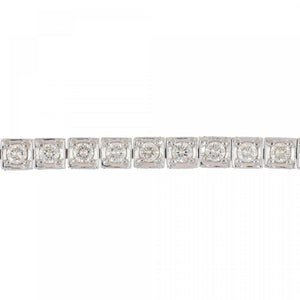 Vintage 1990s 14K White Gold Diamond Box Link Bracelet