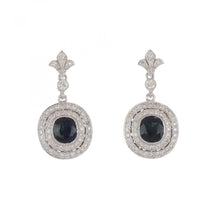 Load image into Gallery viewer, Estate Sapphire and Diamond 18K White Gold Dangle Earrings
