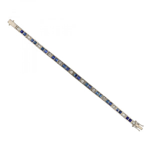 Vintage 1980s Sapphire and Diamond Line Bracelet