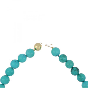 Mid-Century Turquoise and 14K Gold Bead Necklace