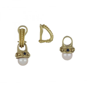 Vintage 1990s 14K Gold Pearl Drop Huggie Earrings
