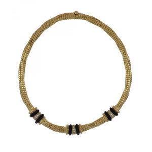 Vintage 1990s 18K Gold Twisted Tubogas Collar Necklace