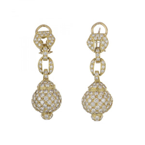Vintage 1990s 18K Gold Diamond Dangle Earrings