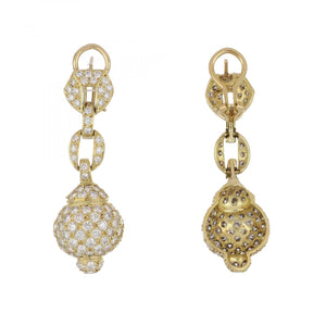 Vintage 1990s 18K Gold Diamond Dangle Earrings