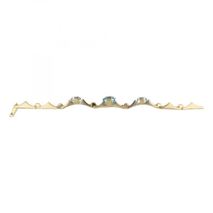 Retro 14K Gold Aquamarine Link Bracelet