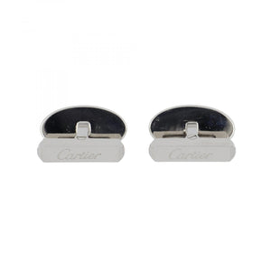 Cartier Sterling Silver Black Enamel Cufflinks