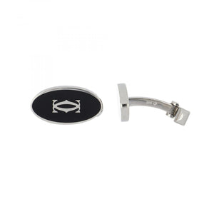 Cartier Sterling Silver Black Enamel Cufflinks