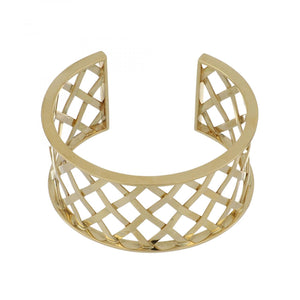 Estate 18K Gold Lattice Design Cuff Bracelet