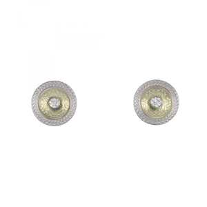 14K Two-Tone Gold Stud Earrings