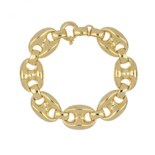 Load image into Gallery viewer, Italian 18K Gold Puffy Mariner Link Bracelet
